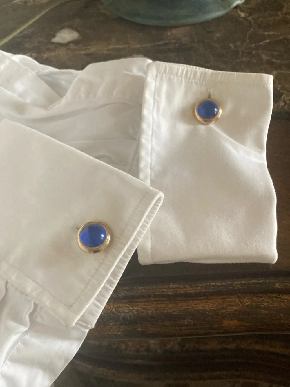 Vintage Swank Blue Cabochon Cufflinks & 3 Shirt Studs